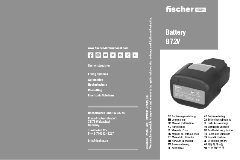 Page 1 of the manual User Manual Fischer B 7.2V