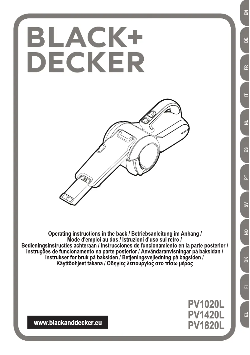 Page 1 de la notice Manuel utilisateur Black & Decker PV1020L