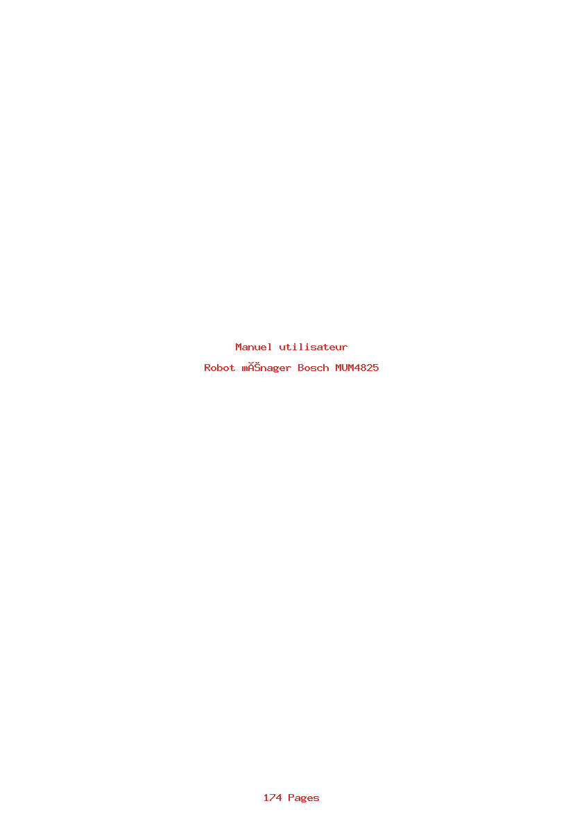 Page 1 de la notice Manuel utilisateur Bosch MUM4825