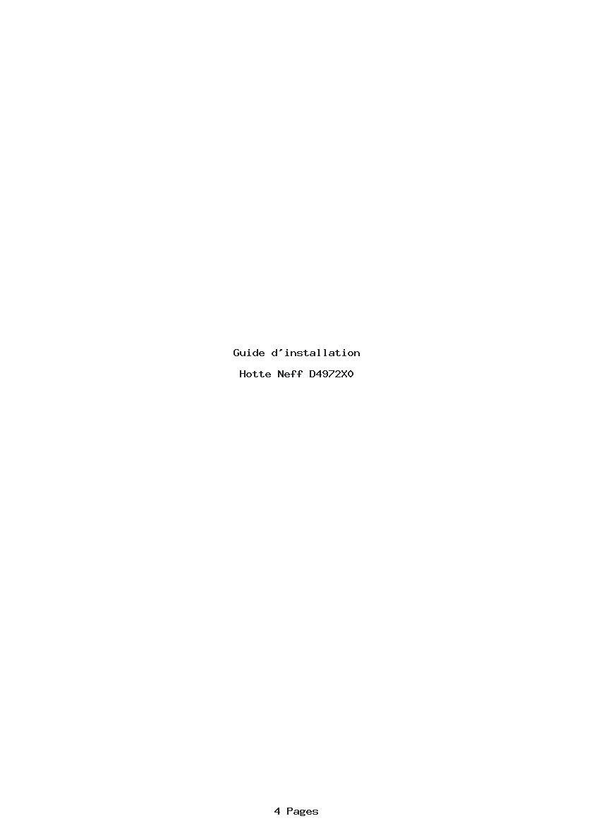 Page 1 de la notice Guide d'installation Neff D4972X0
