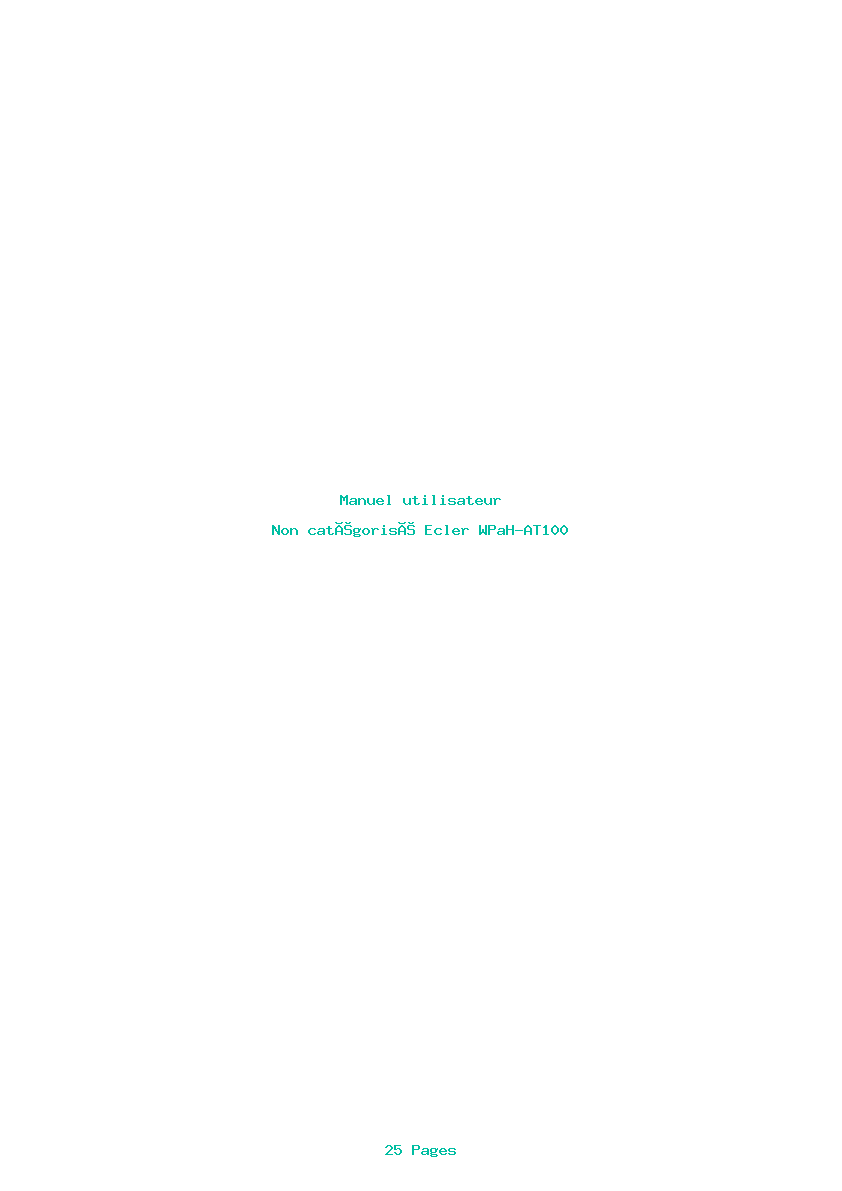 Image de la première page du manuel de l'appareil WPaH-AT100