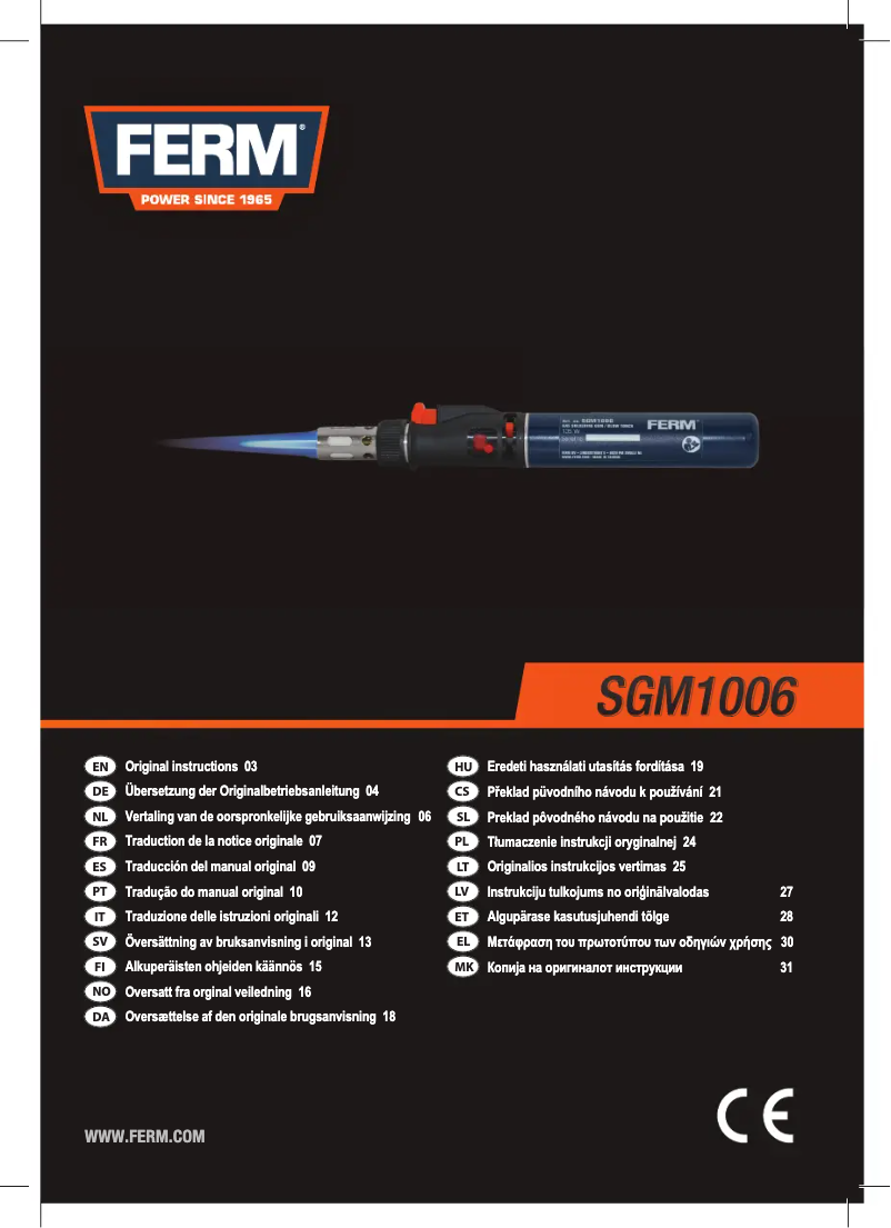 Page 1 de la notice Manuel utilisateur Ferm SGM1006