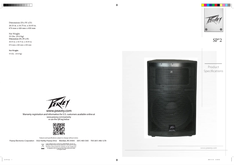 Page 1 de la notice Manuel utilisateur Peavey SP 2