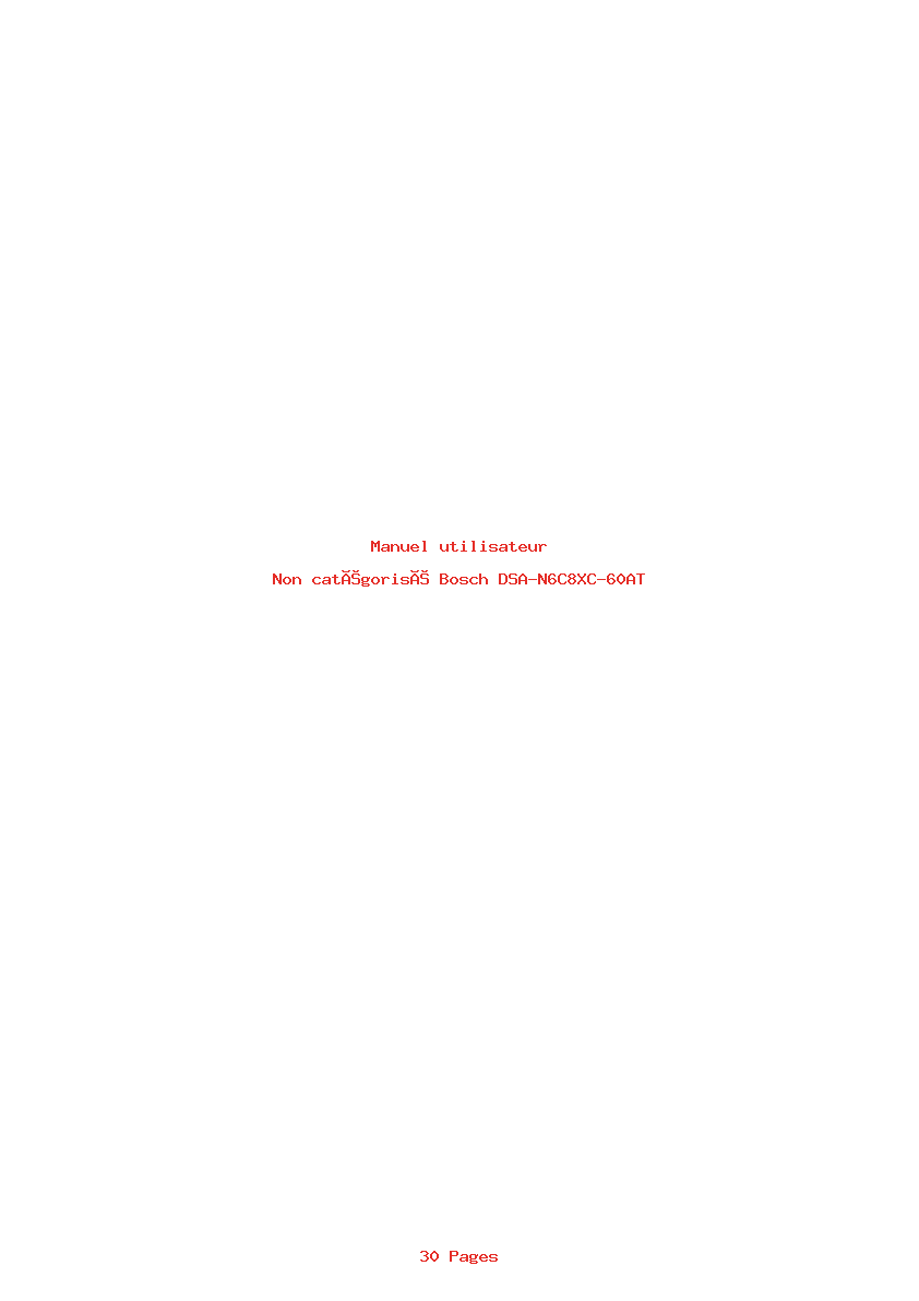 Page 1 de la notice Manuel utilisateur Bosch DSA-N6C8XC-60AT