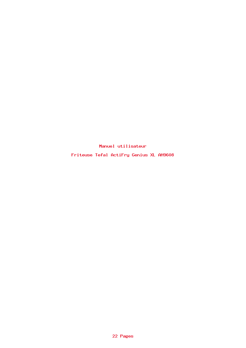 Page 1 de la notice Manuel utilisateur Tefal ActiFry Genius XL AH9608