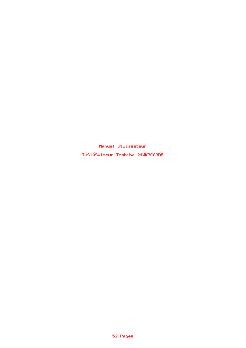 Page 1 de la notice Manuel utilisateur Toshiba 24WK3C63DB