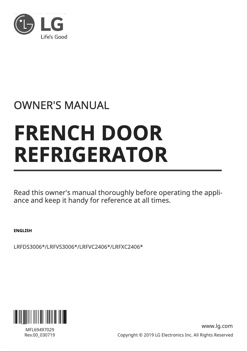 Page 1 of the manual User Manual LG LRFXC2406D