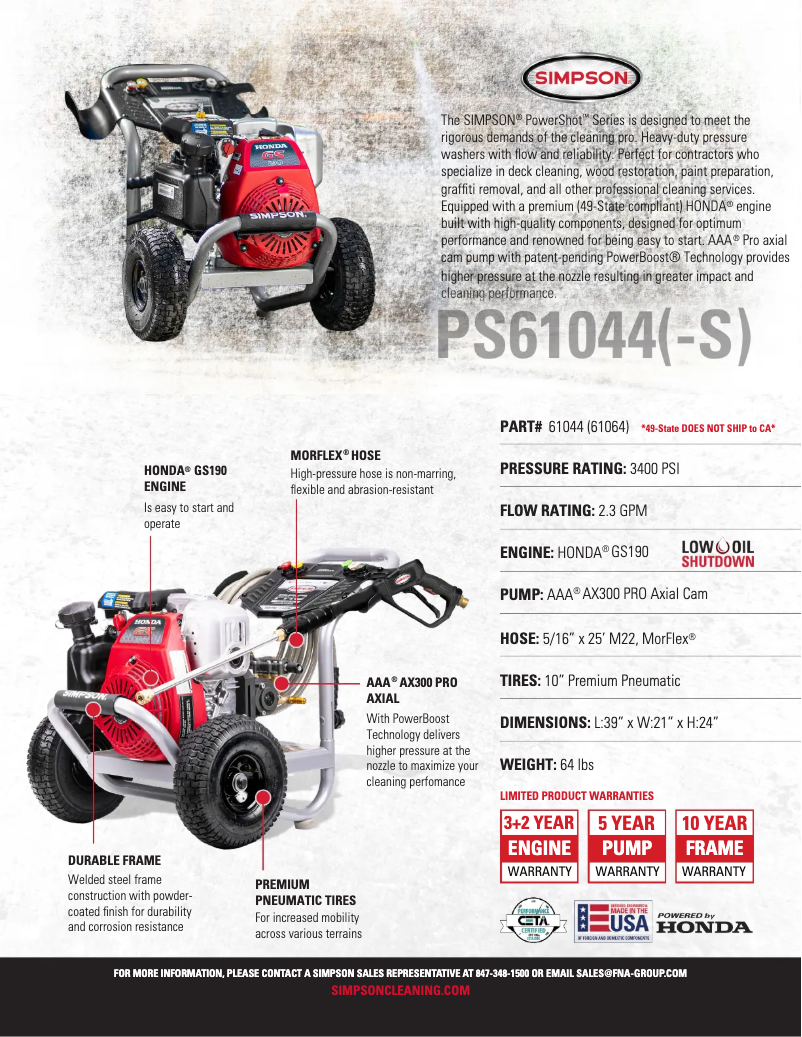 Página 1 del manual Ficha técnica Simpson PowerShot PS-61044