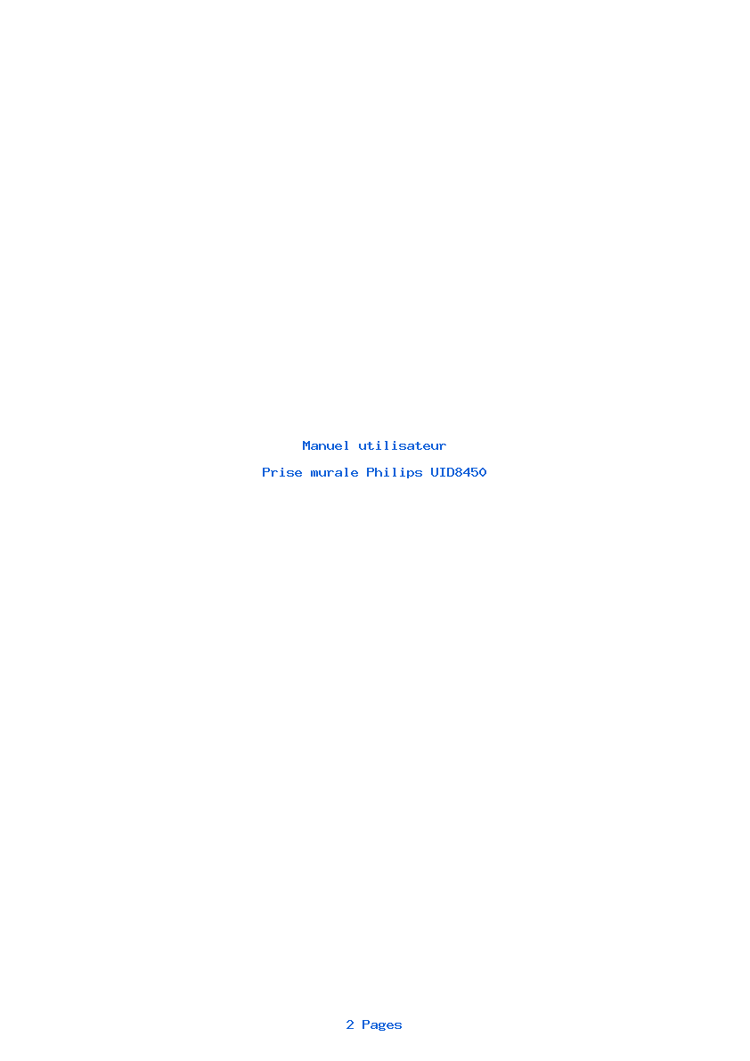 Page 1 de la notice Manuel utilisateur Philips UID8450