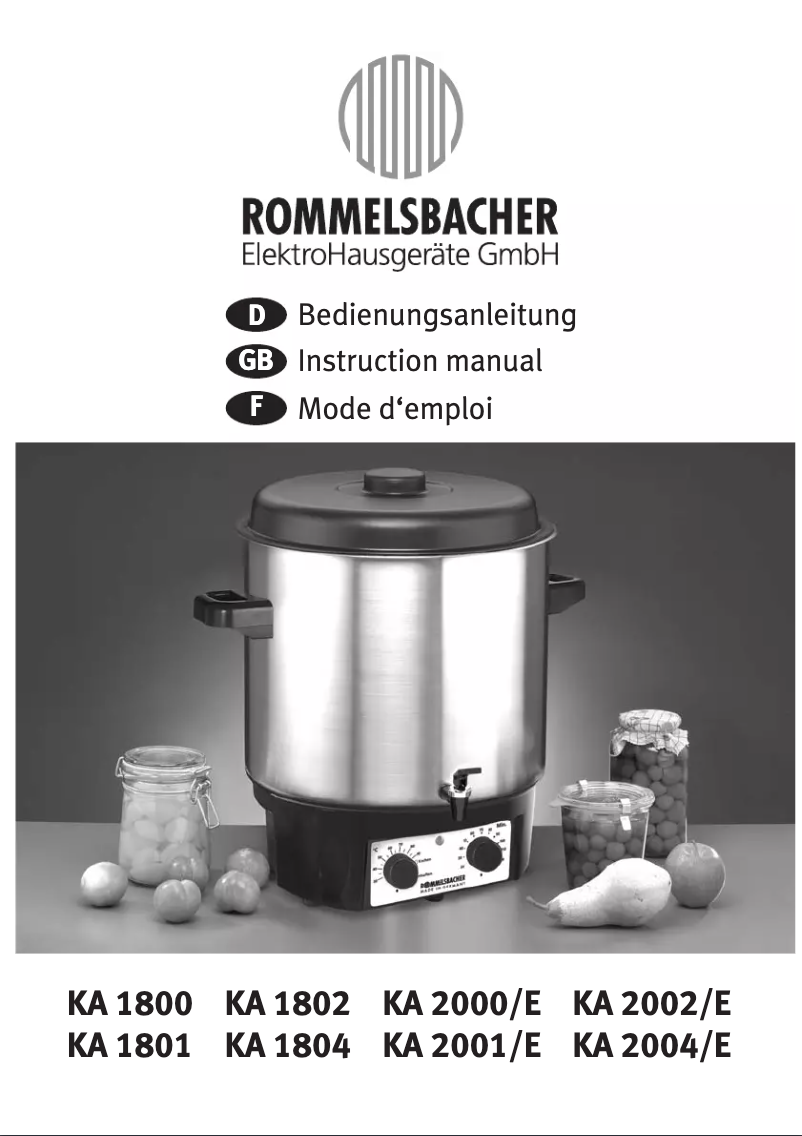 Page 1 de la notice Manuel utilisateur Rommelsbacher KA 2000