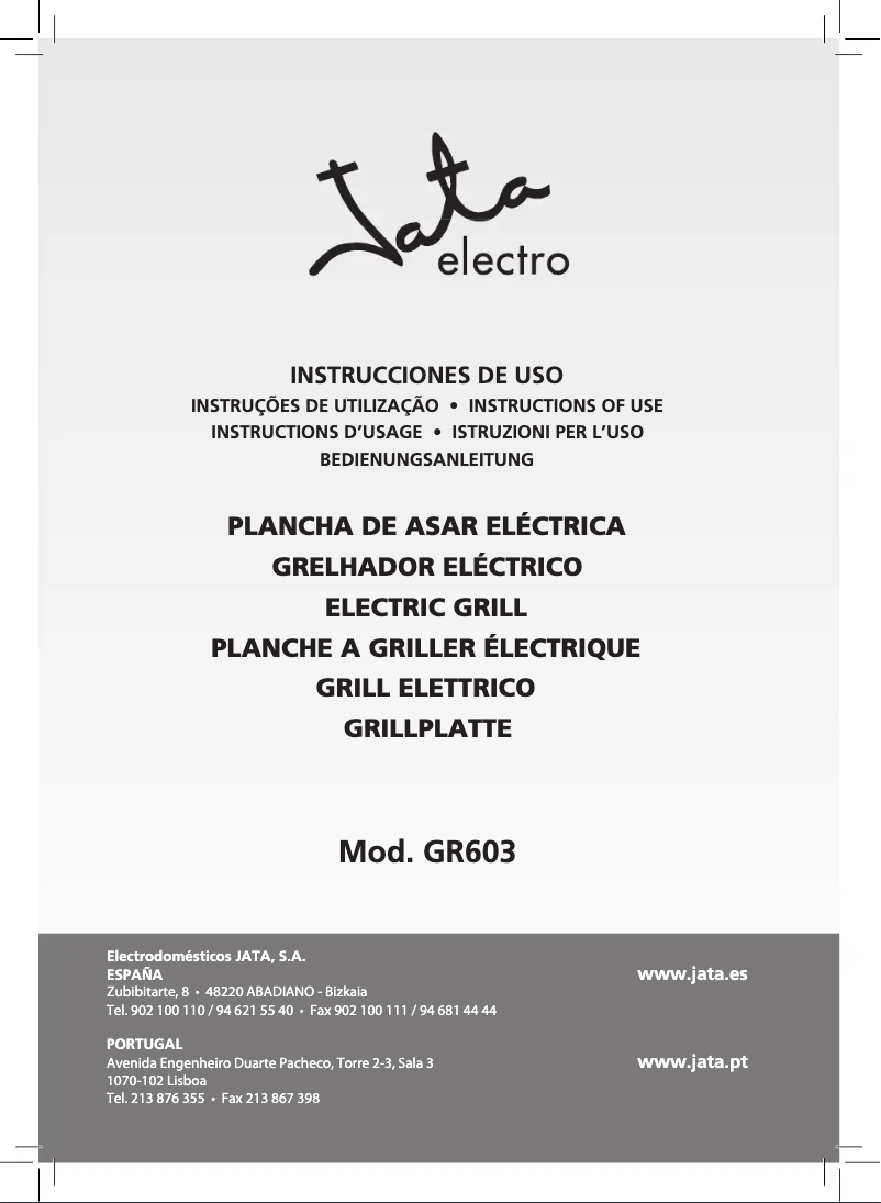 Page 1 de la notice Manuel utilisateur Jata GR603