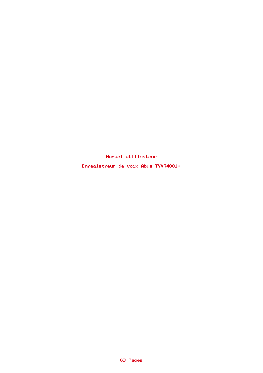 Page 1 de la notice Manuel utilisateur Abus TVVR40010