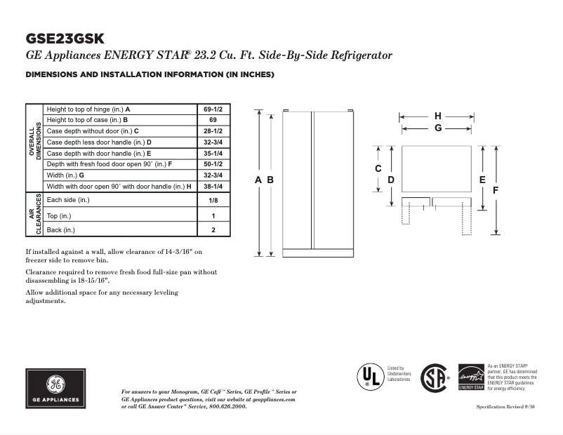 Image de la première page du manuel de l'appareil GSE23GGKWW