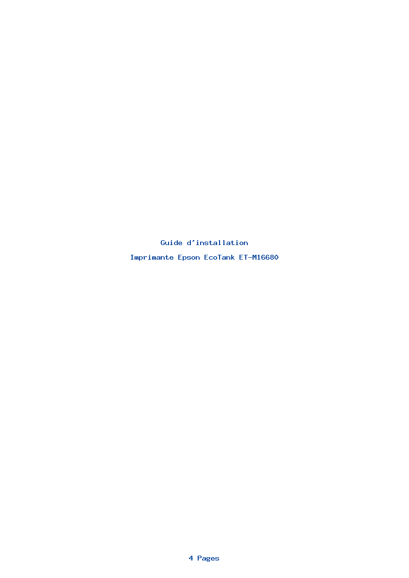 Page 1 de la notice Guide d'installation Epson EcoTank ET-M16680