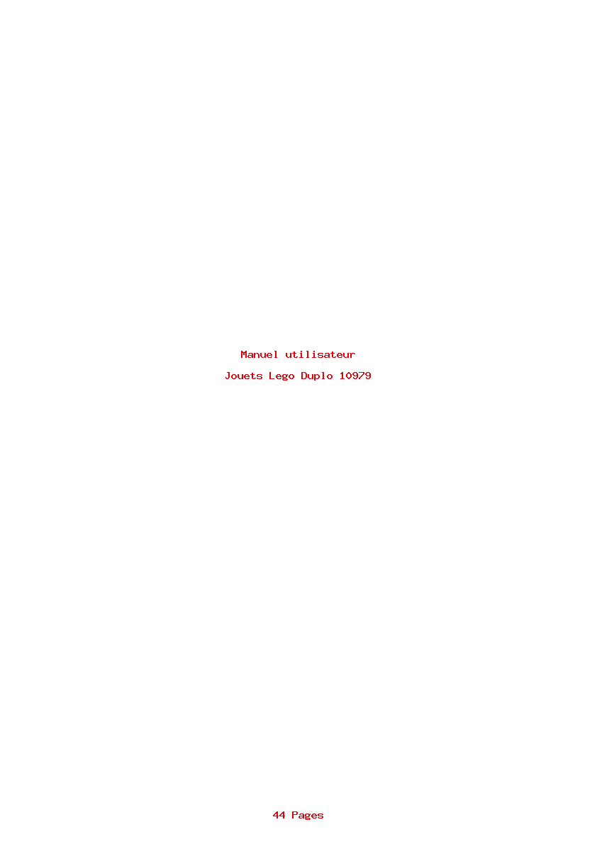 Page 1 de la notice Manuel utilisateur Lego Duplo 10979