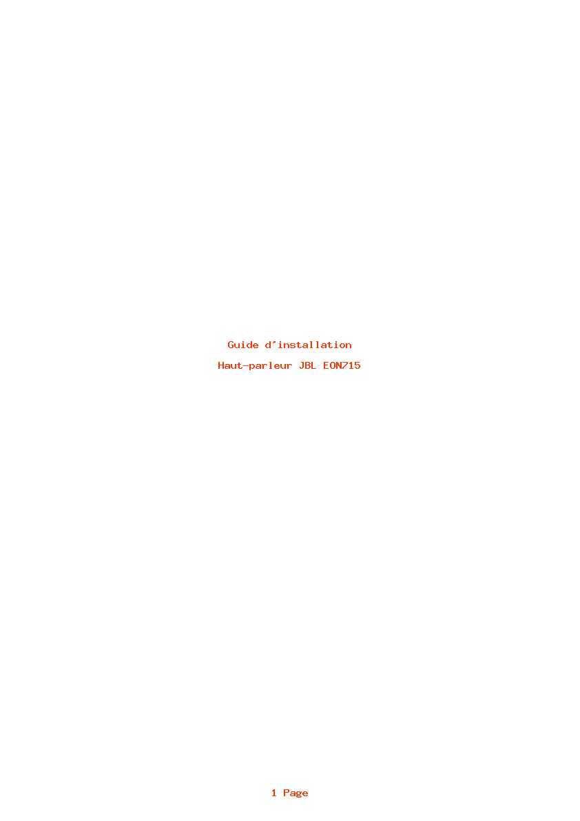 Page 1 de la notice Guide d'installation JBL EON715