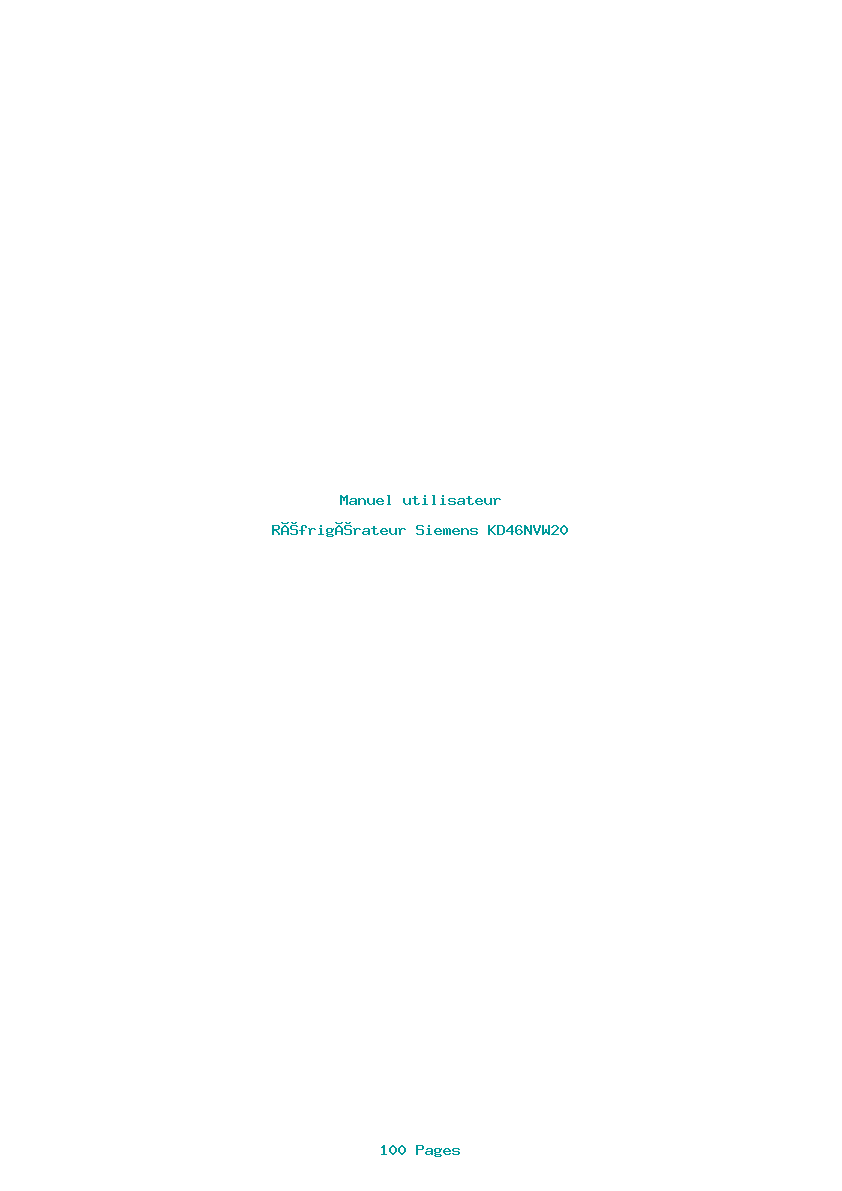 Page 1 de la notice Manuel utilisateur Siemens KD46NVW20