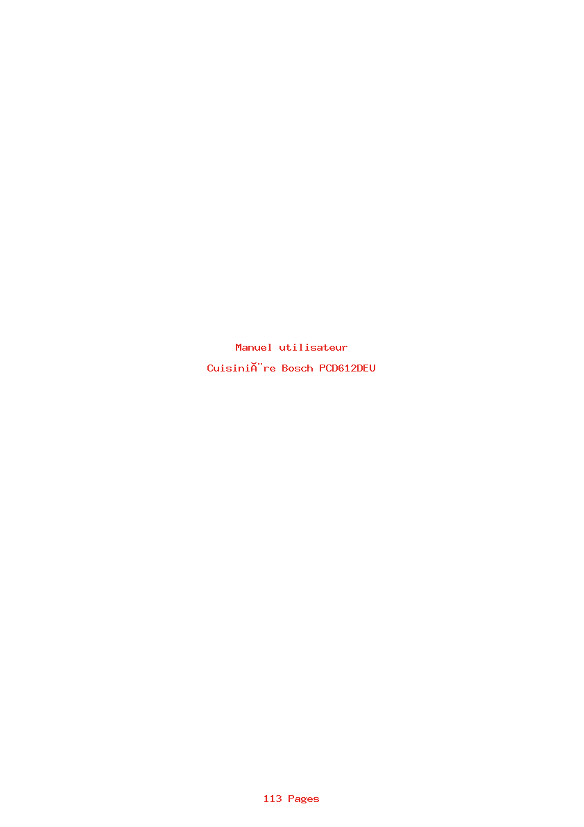 Page 1 de la notice Manuel utilisateur Bosch PCD612DEU