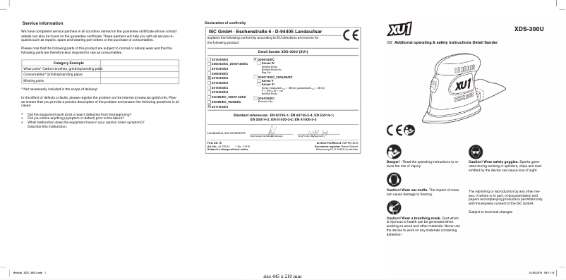 Page 1 de la notice Manuel utilisateur XU1 XDS-300U