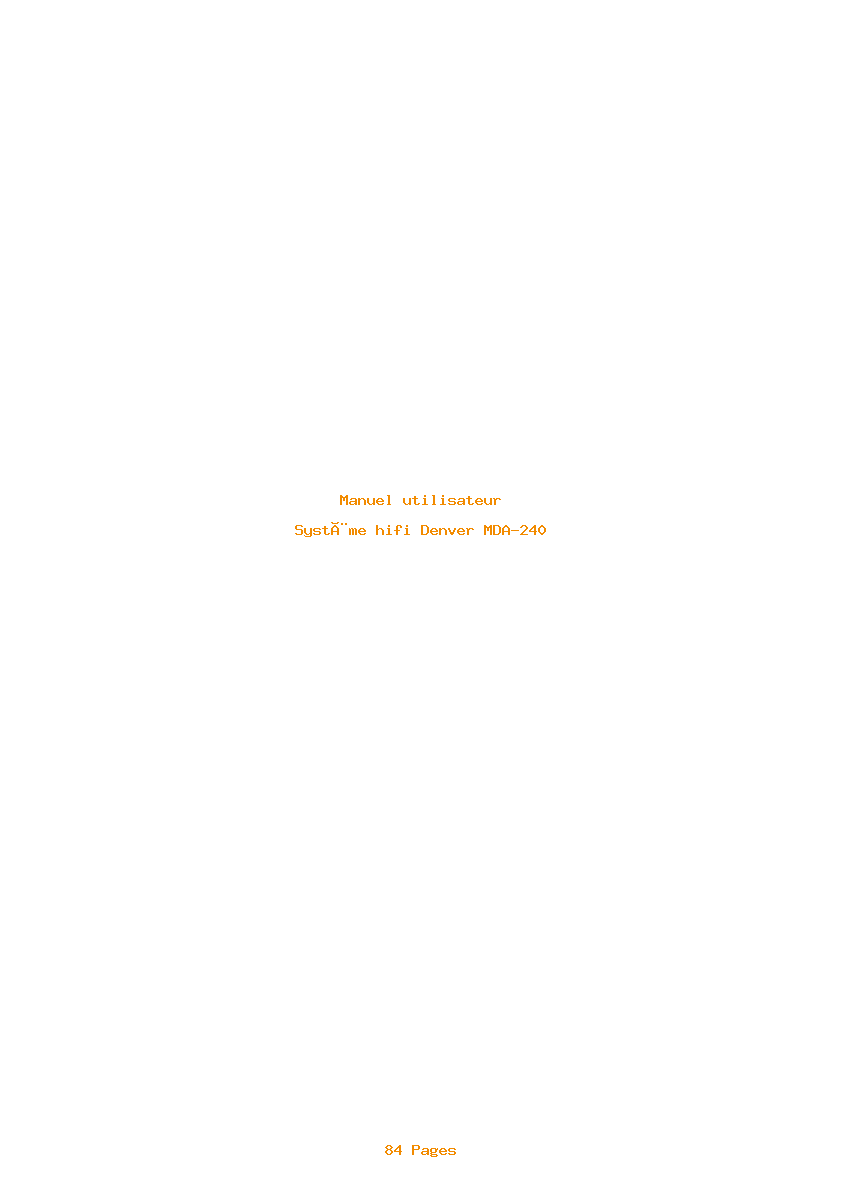 Page 1 de la notice Manuel utilisateur Denver MDA-240