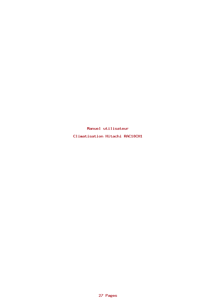 Page 1 de la notice Manuel utilisateur Hitachi RAC18CH1