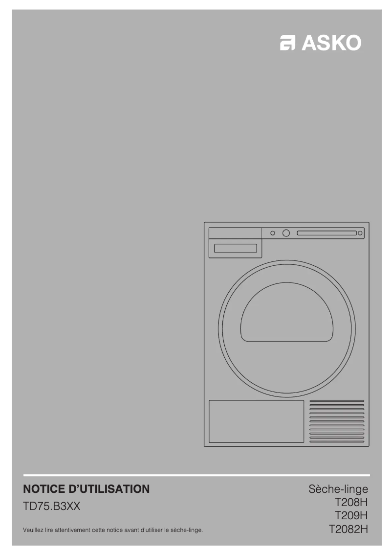 Page 1 de la notice Manuel utilisateur Asko T2082H.W