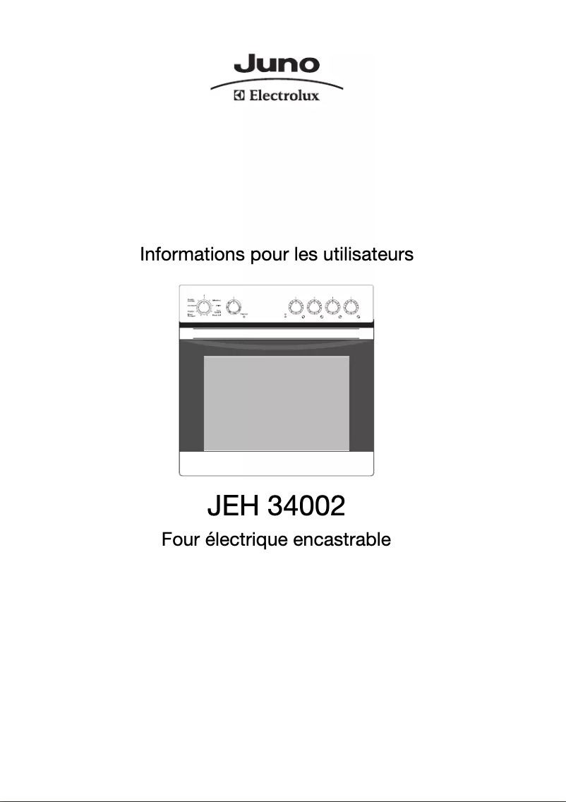 Page 1 de la notice Manuel utilisateur Juno Electrolux JEH34002E