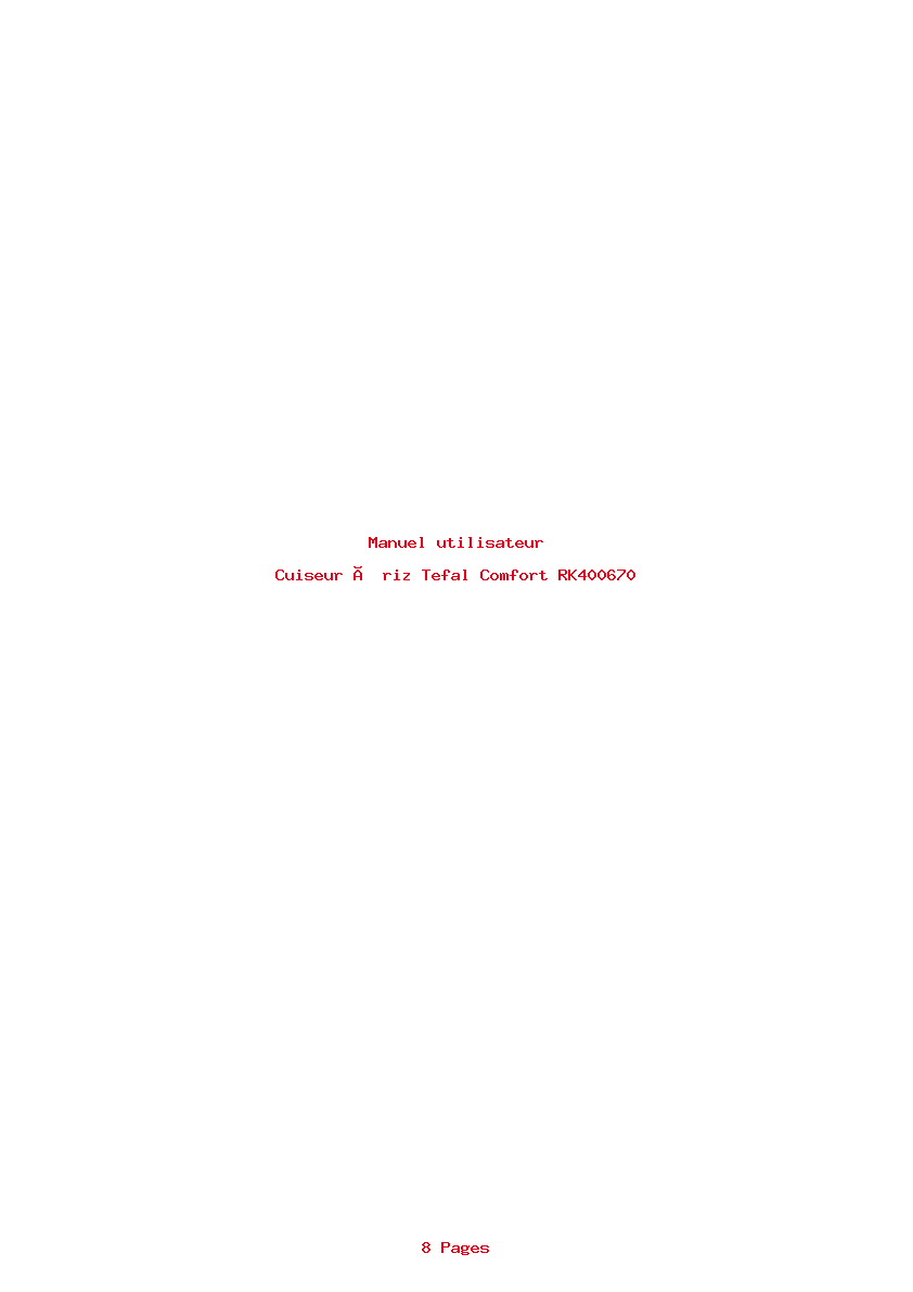 Page 1 de la notice Manuel utilisateur Tefal Comfort RK400670