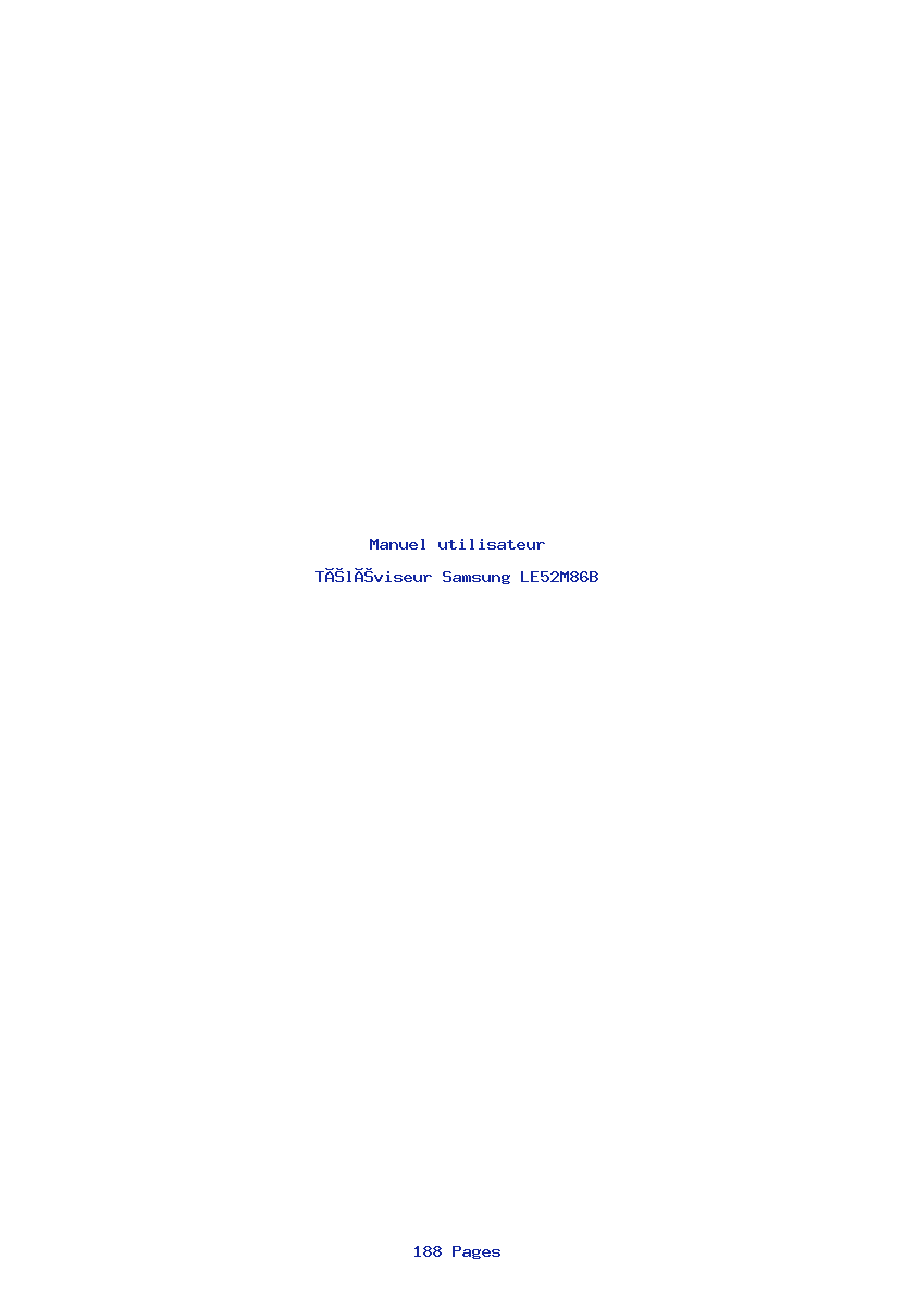 Page 1 de la notice Manuel utilisateur Samsung LE52M86B