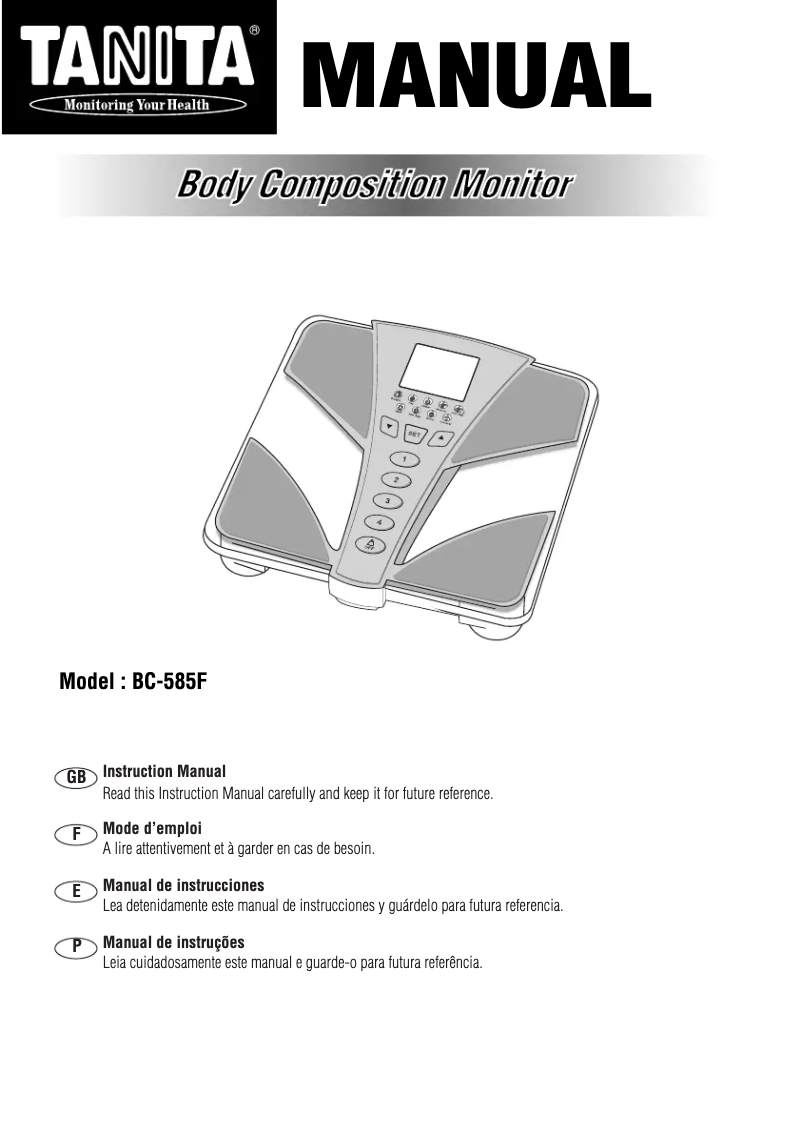 Page 1 de la notice Manuel utilisateur Tanita BC-585F