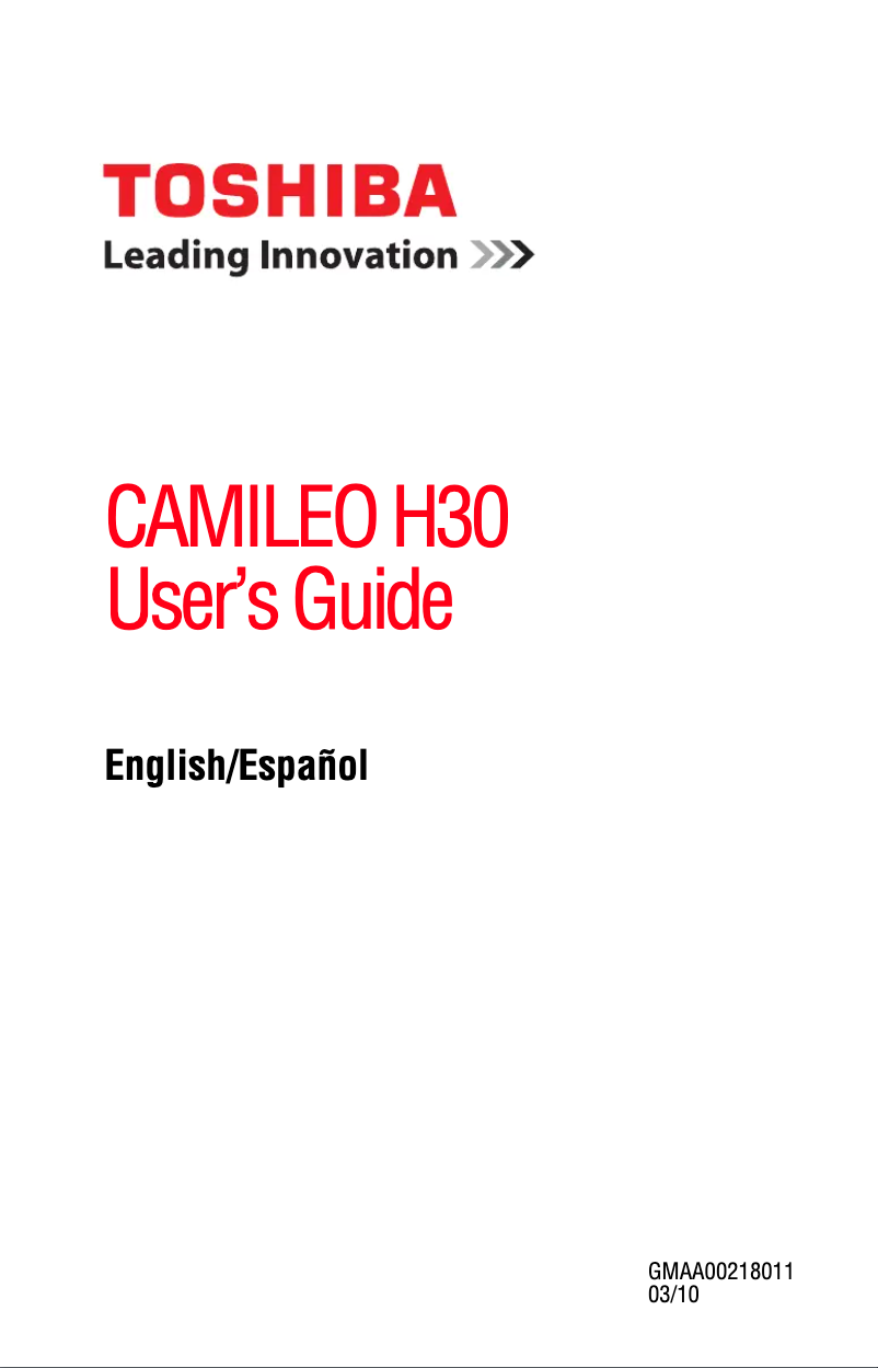 Page 1 de la notice Manuel utilisateur Toshiba Camileo H30