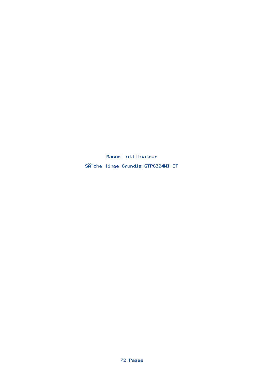 Page 1 de la notice Manuel utilisateur Grundig GTP6324WI-IT