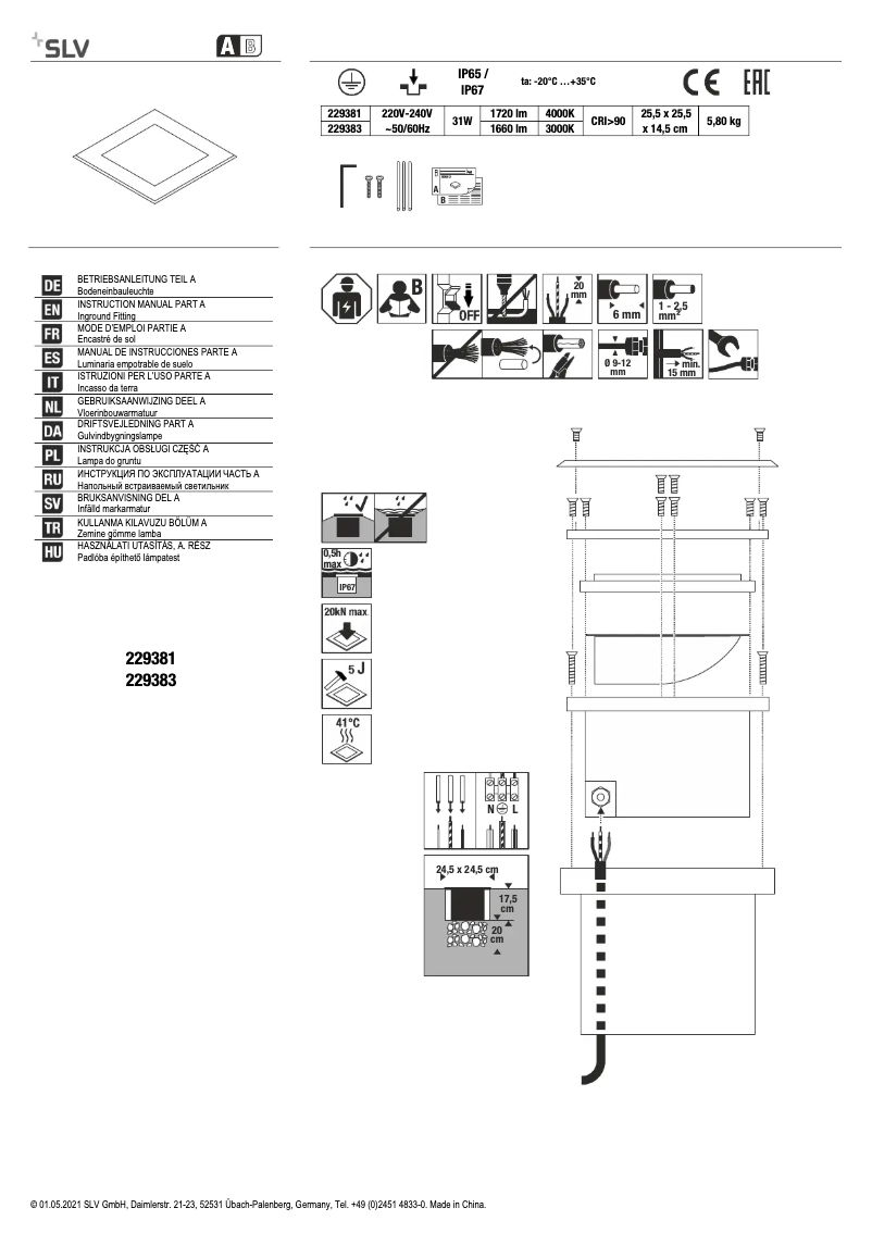 Page 1 de la notice Manuel utilisateur SLV 229381