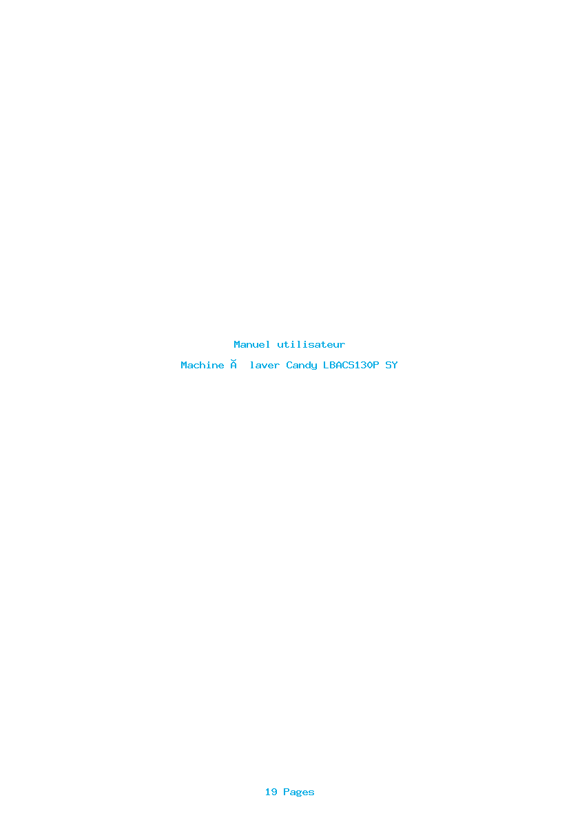 Page 1 de la notice Manuel utilisateur Candy LBACS130P SY