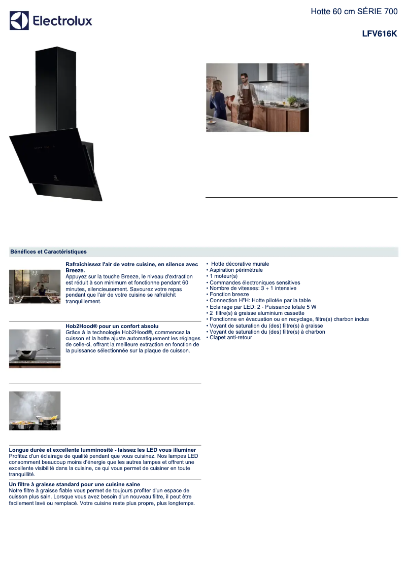 Página 1 del manual Ficha técnica Electrolux LFV616K