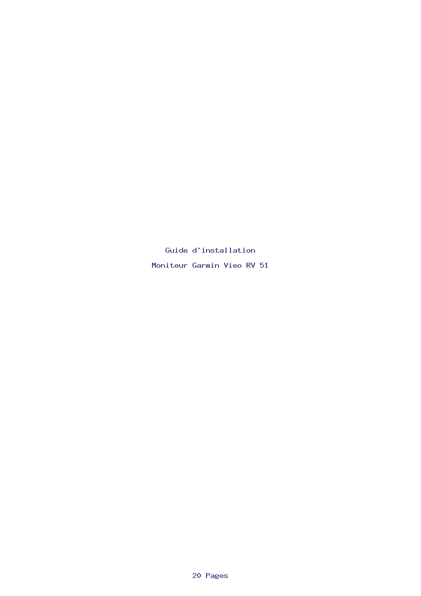 Page 1 de la notice Guide d'installation Garmin Vieo RV 51