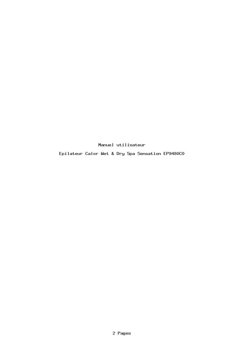 Page 1 de la notice Manuel utilisateur Calor Wet & Dry Spa Sensation EP9480C0