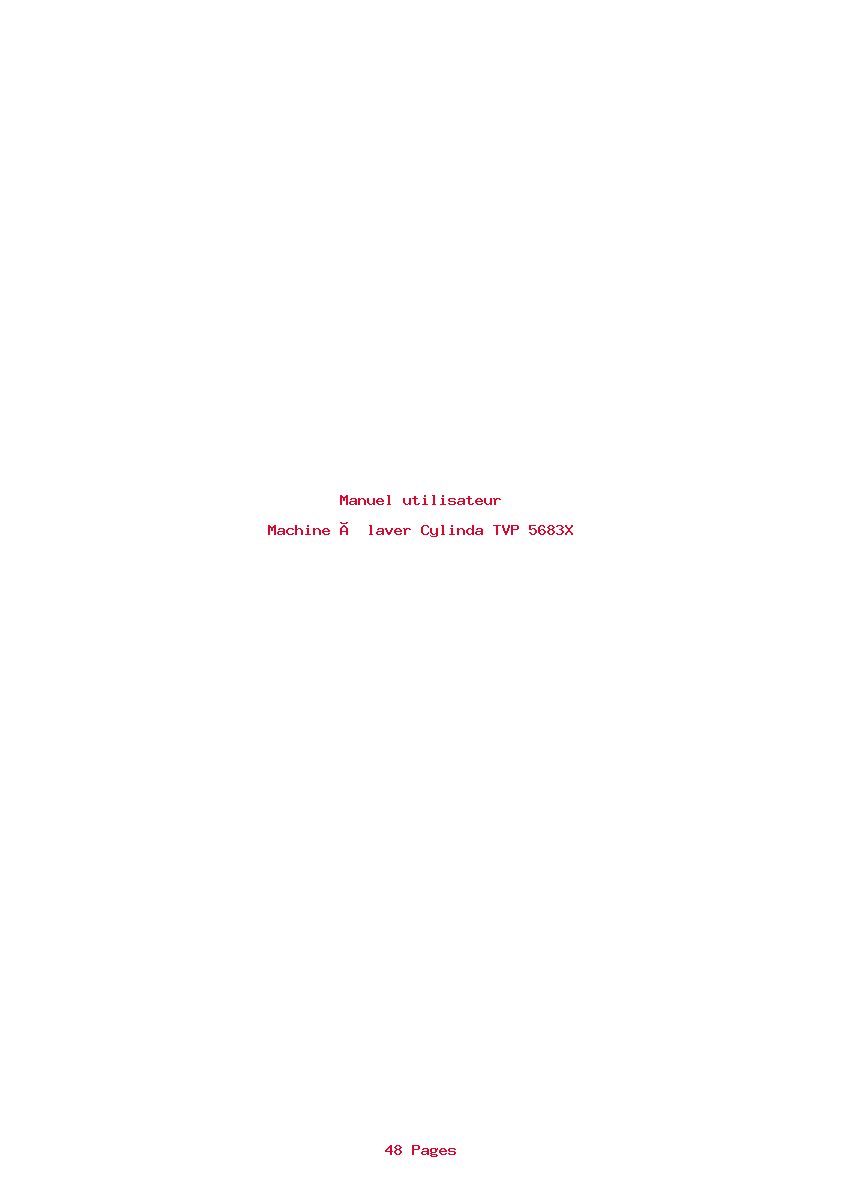 Page 1 de la notice Manuel utilisateur Cylinda TVP 5683X