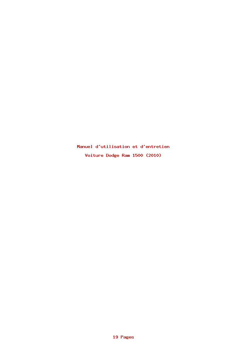 Page 1 de la notice Manuel d'utilisation et d'entretien Dodge Ram 1500 (2010)