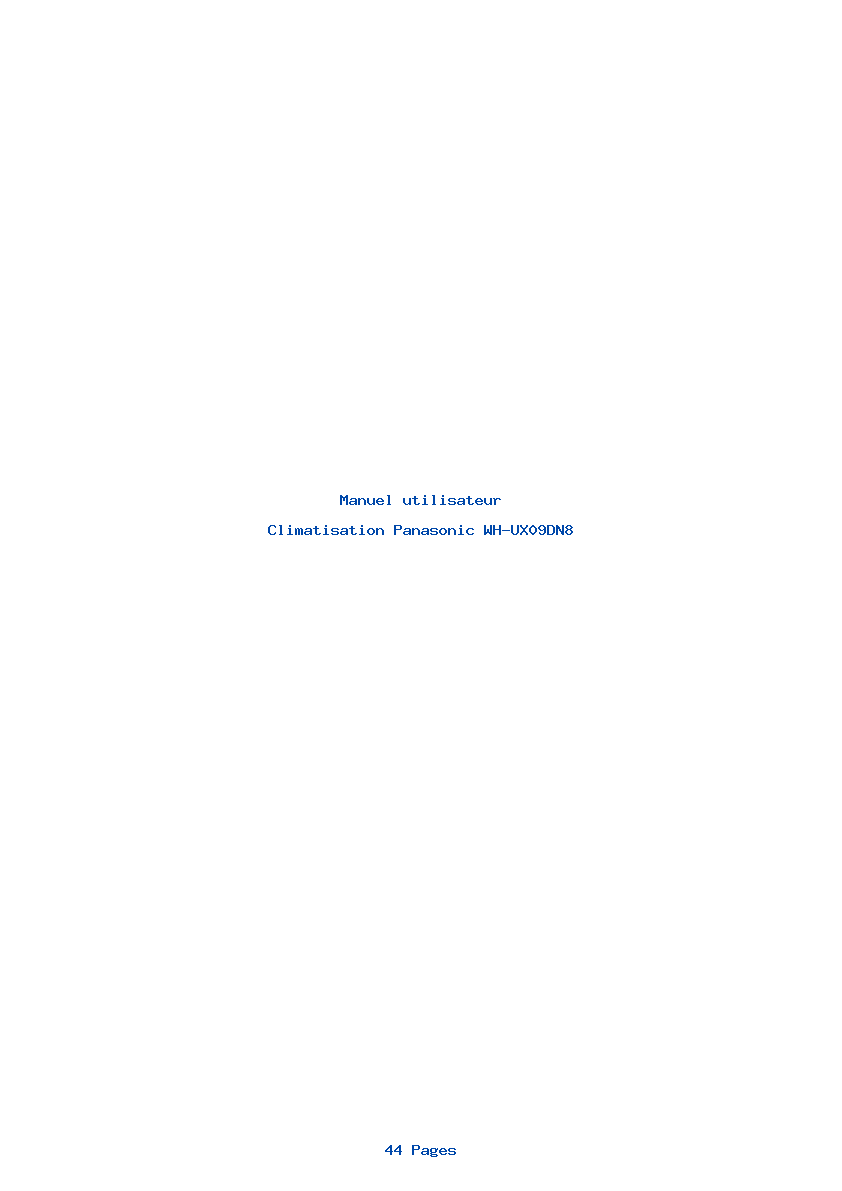Page 1 de la notice Manuel utilisateur Panasonic WH-UX09DN8