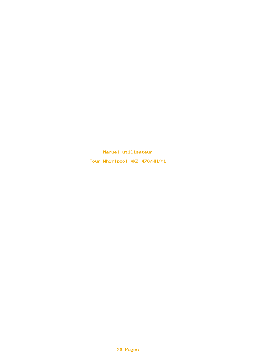 Page 1 de la notice Manuel utilisateur Whirlpool AKZ 478/WH/01