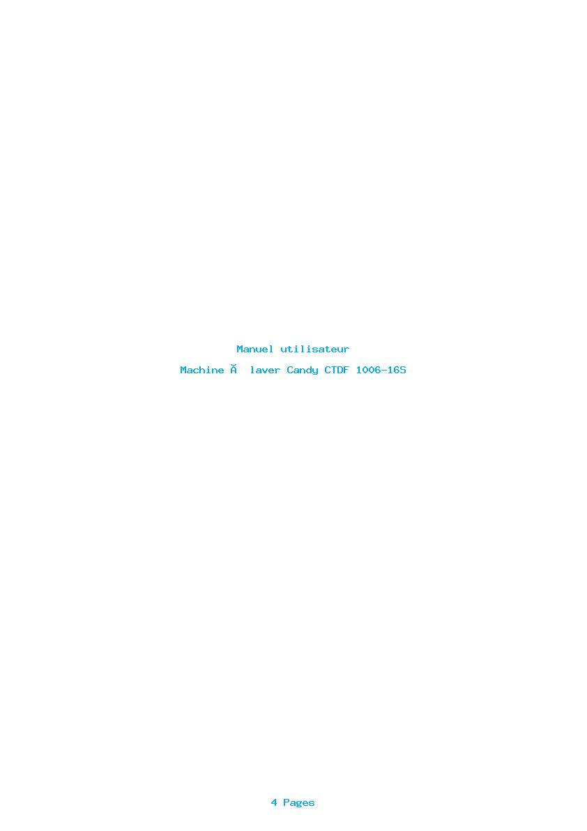 Page 1 de la notice Manuel utilisateur Candy CTDF 1006-16S