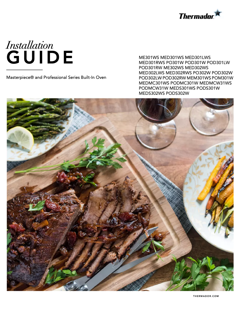 Page 1 de la notice Guide d'installation Thermador MEDS302WS