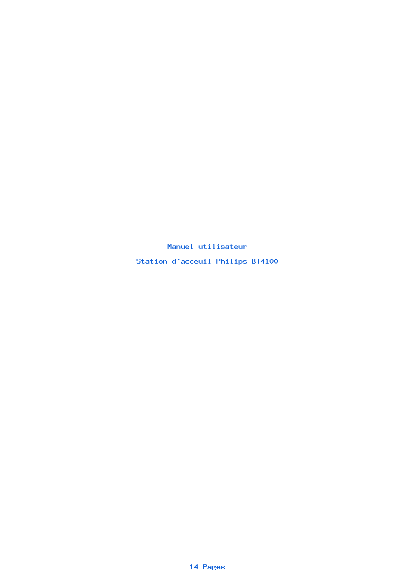 Page 1 de la notice Manuel utilisateur Philips BT4100