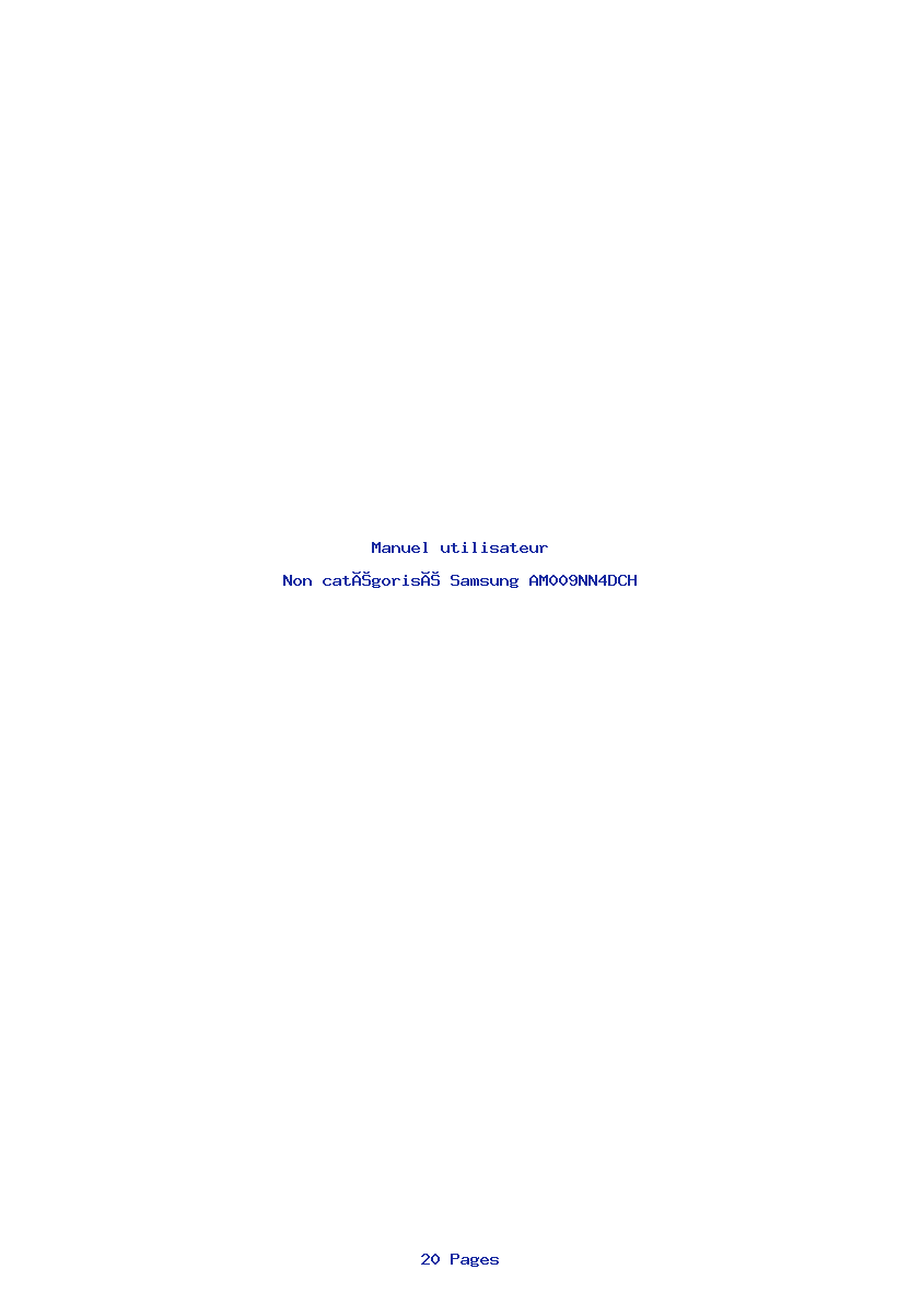Page 1 de la notice Manuel utilisateur Samsung AM009NN4DCH