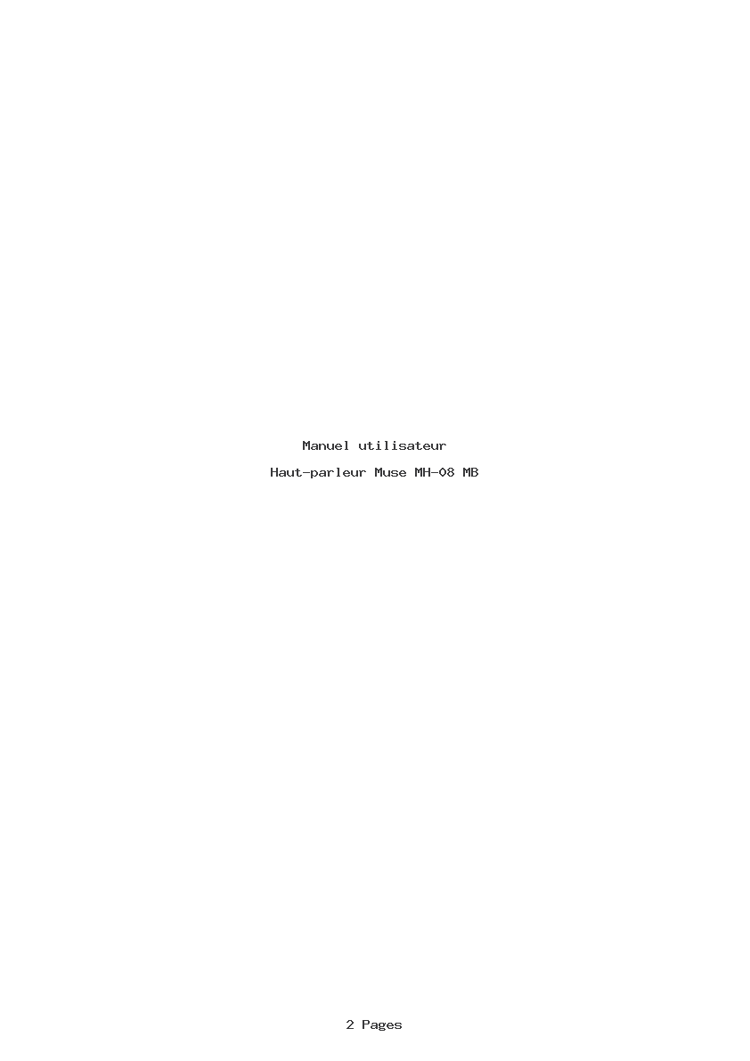 Page 1 de la notice Manuel utilisateur Muse MH-08 MB