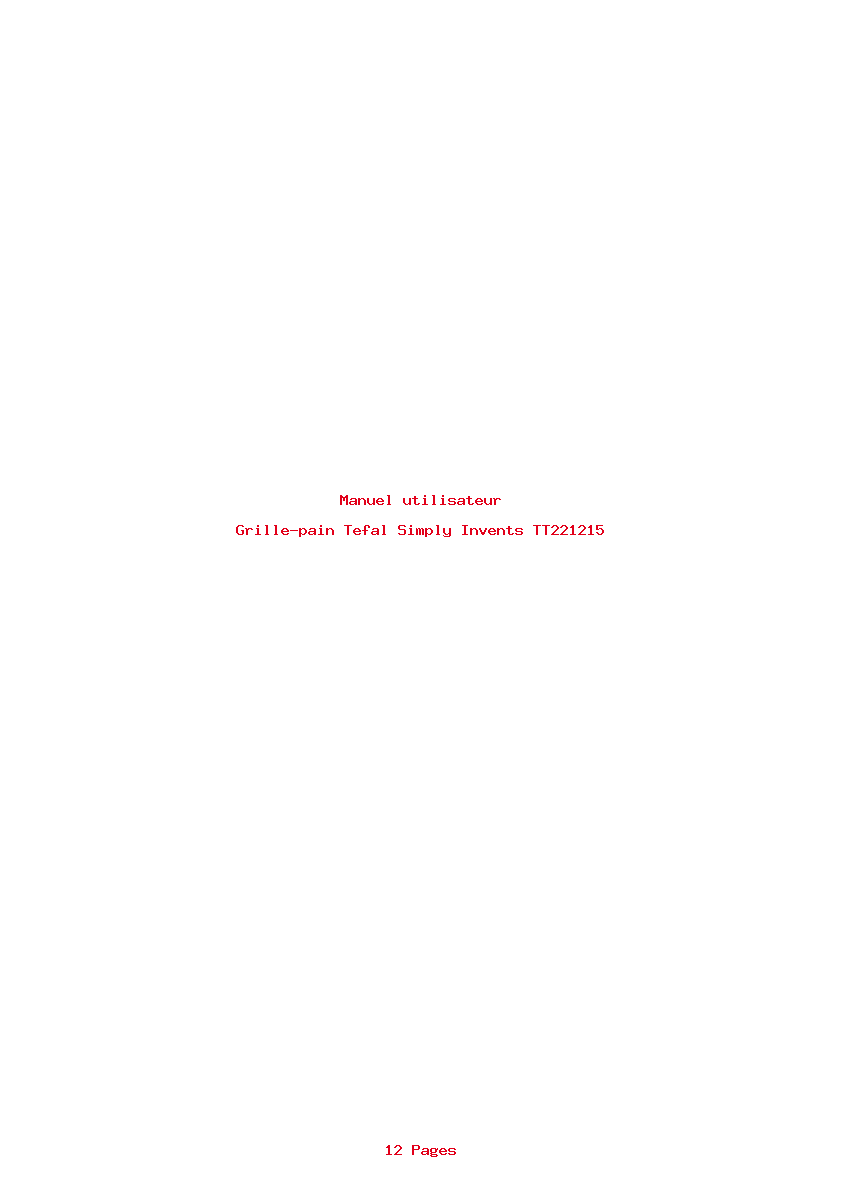 Page 1 de la notice Manuel utilisateur Tefal Simply Invents TT221215