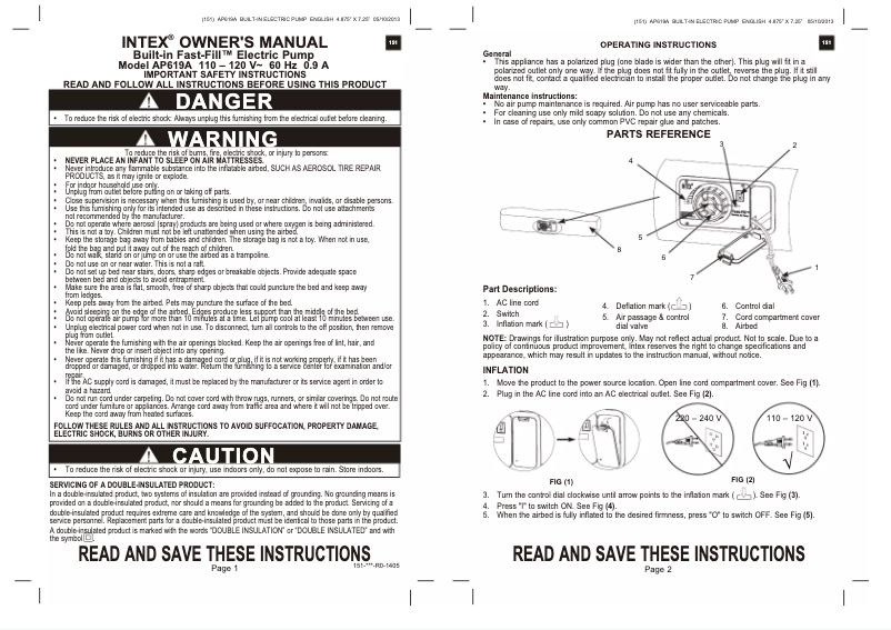 Page 1 de la notice Manuel utilisateur Intex 64417e