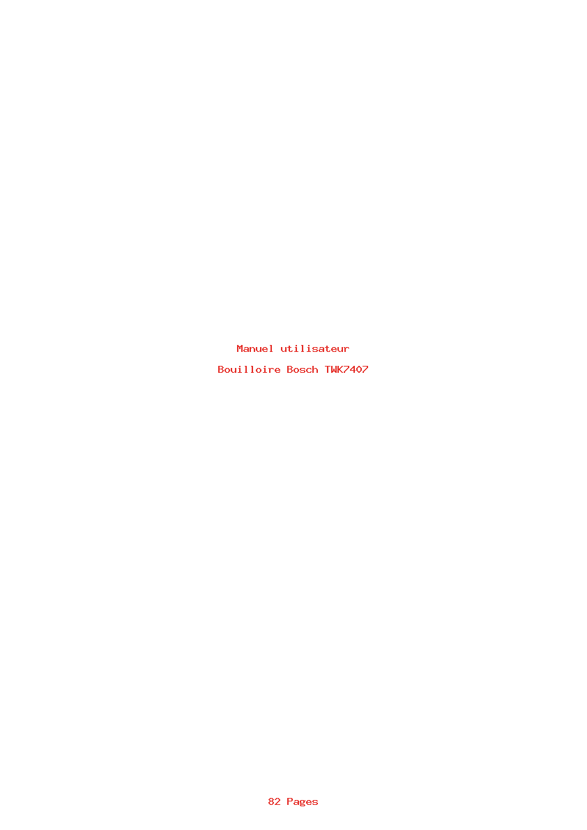 Page 1 de la notice Manuel utilisateur Bosch TWK7407