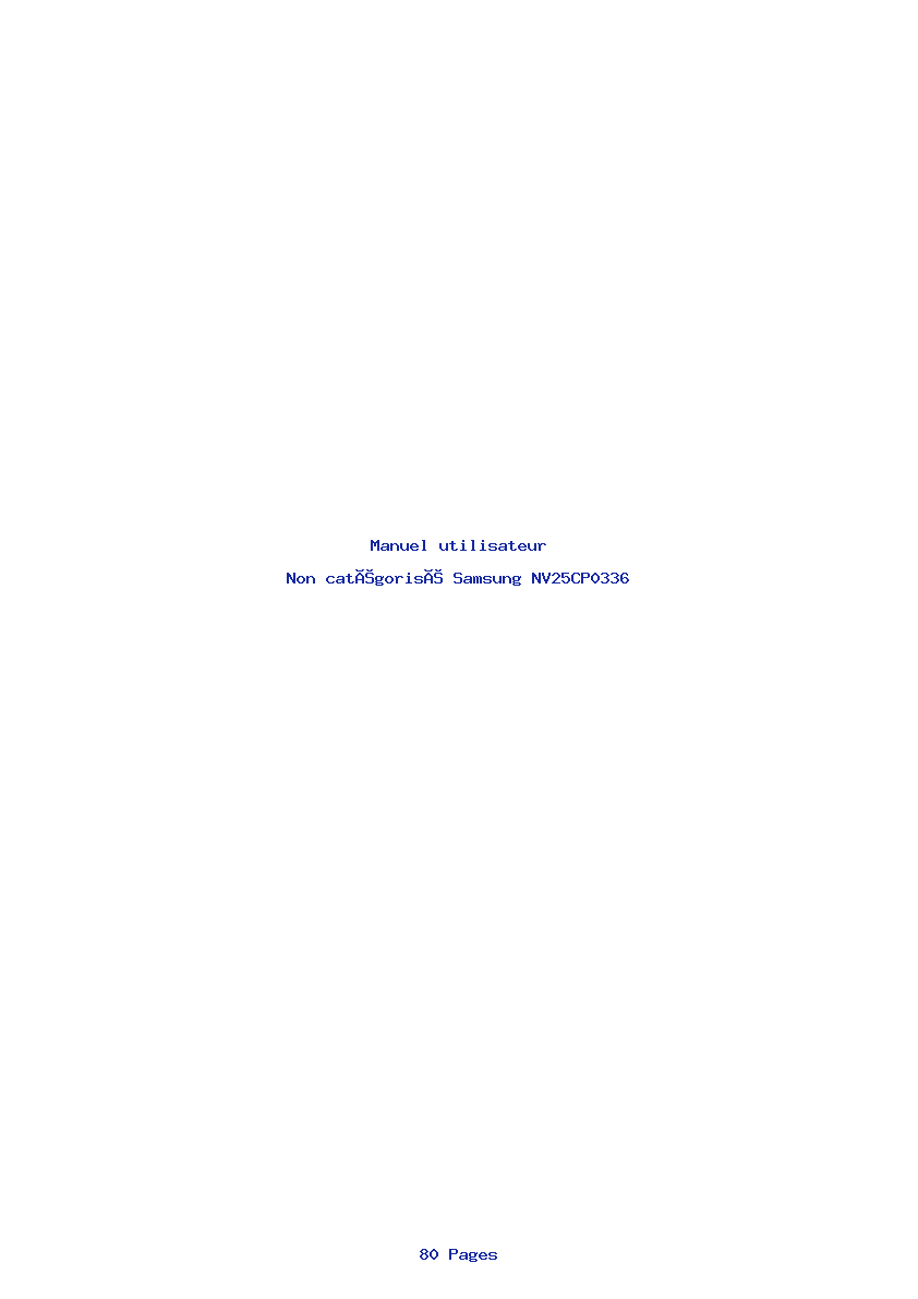 Page 1 de la notice Manuel utilisateur Samsung NV25CP0336